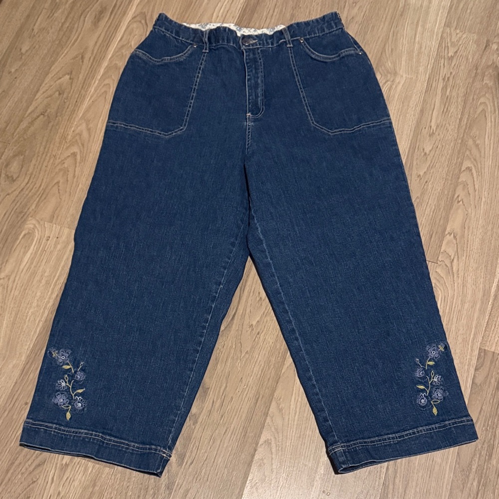 Sag Harbor Blue Denim Waistband with Floral Lining